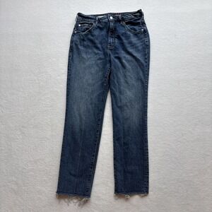 Pilcro The Vintage Straight Jeans Women 28 Blue High Rise Raw Hem Anthropologie